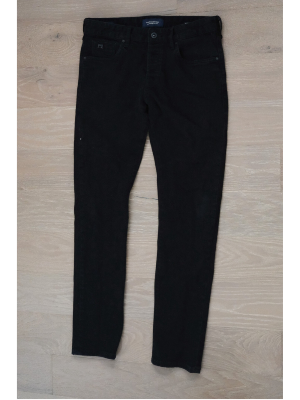 Scotch & Soda "Ralston" Slim Fit Jeans — Black w/ Blue Stitch Detail | Men's